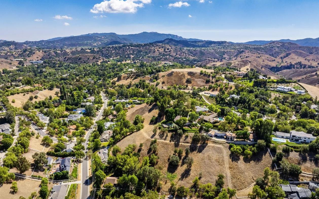 Residential estates surrounded by hills in Hidden Hills, California