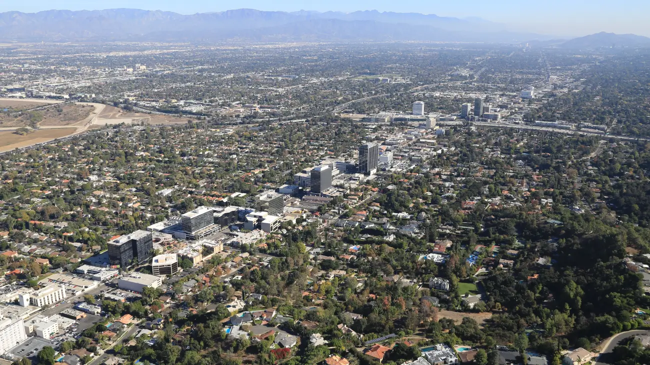 Aerial view of residential neighborhoods in Sherman Oaks