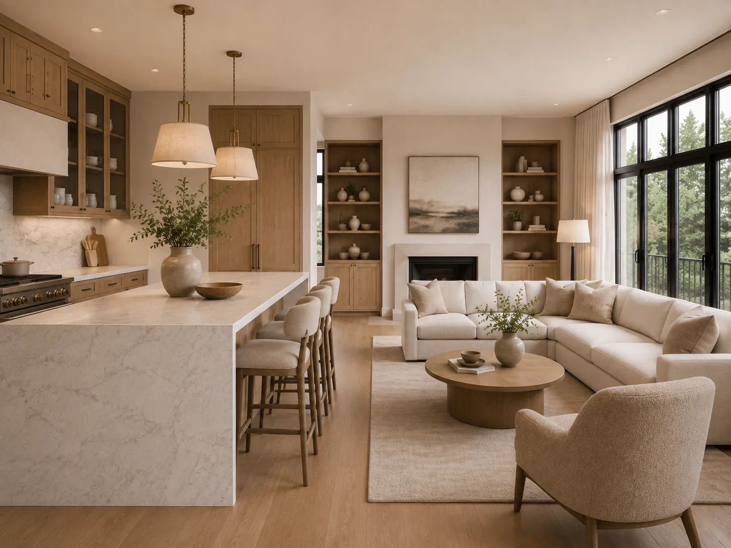 Bright Modern Kitchen and Living Space