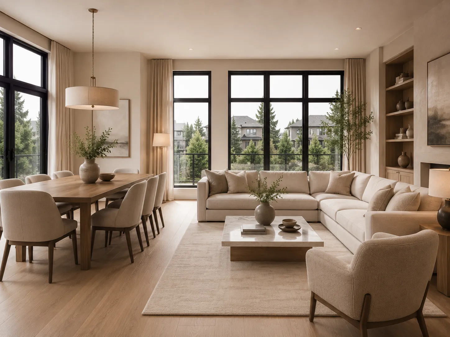 Warm Neutral Open-Plan Living Space