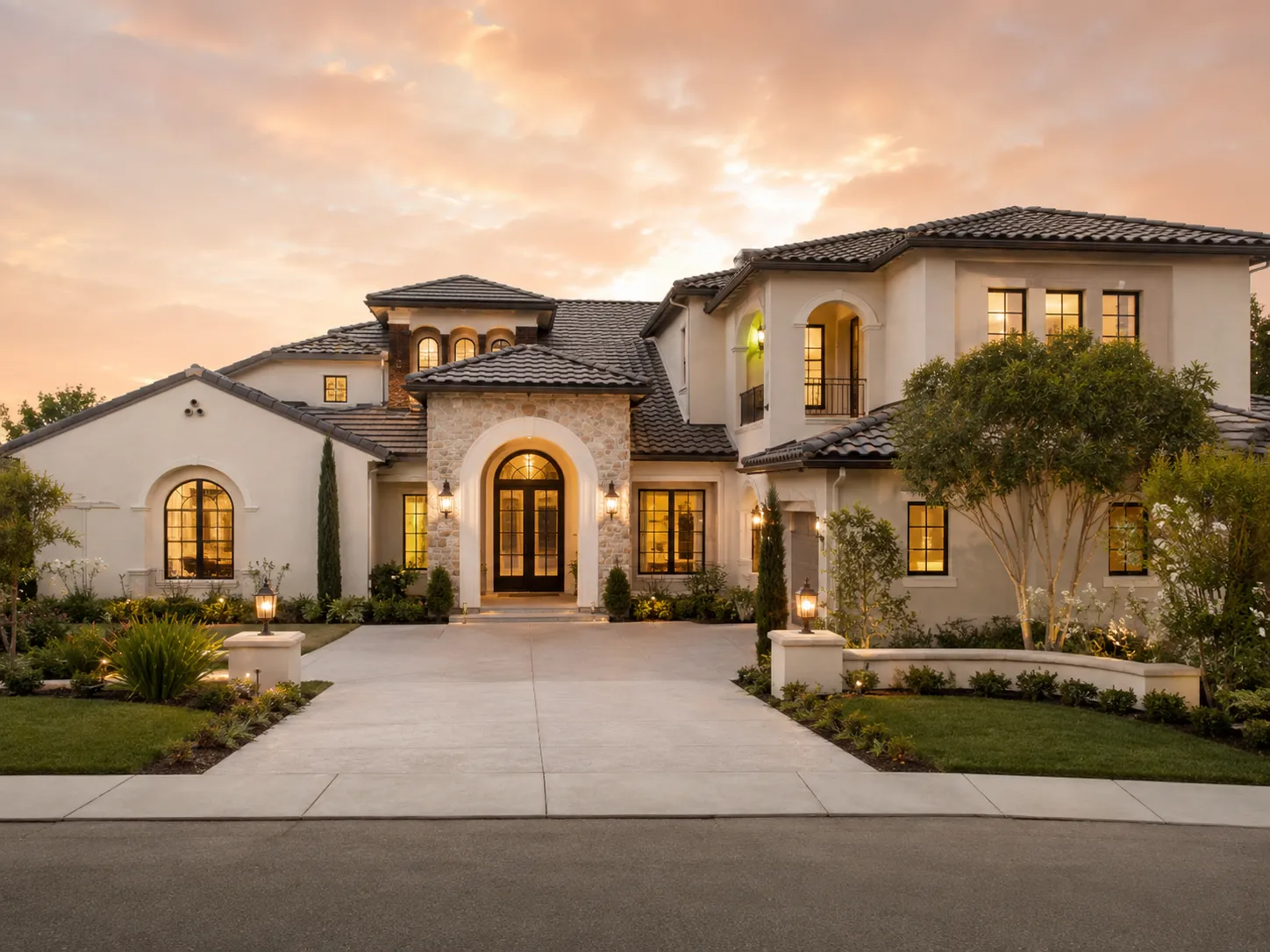 Grand Mediterranean Home at Dusk