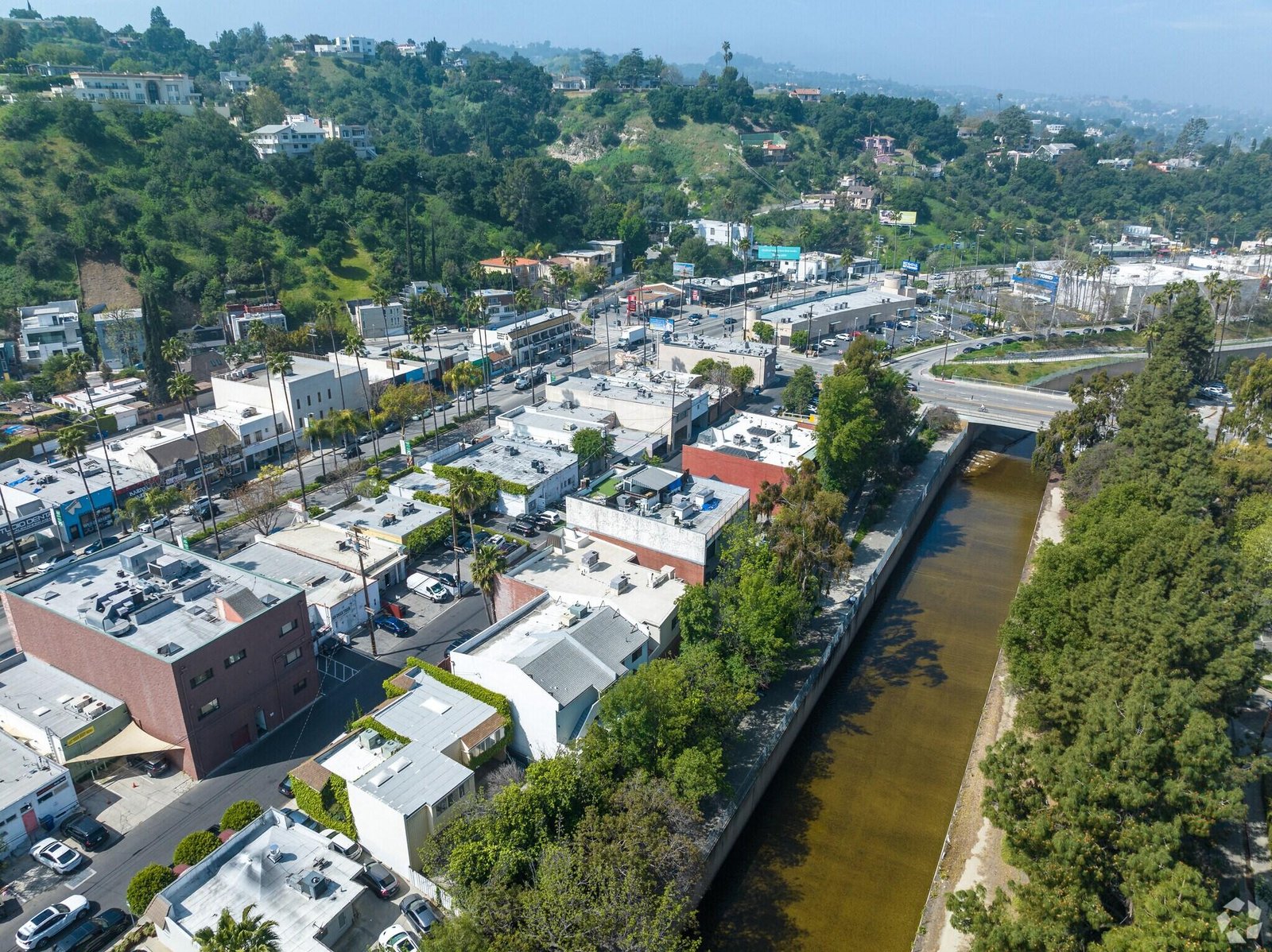 Aerial view of Studio City and Ventura Boulevard area