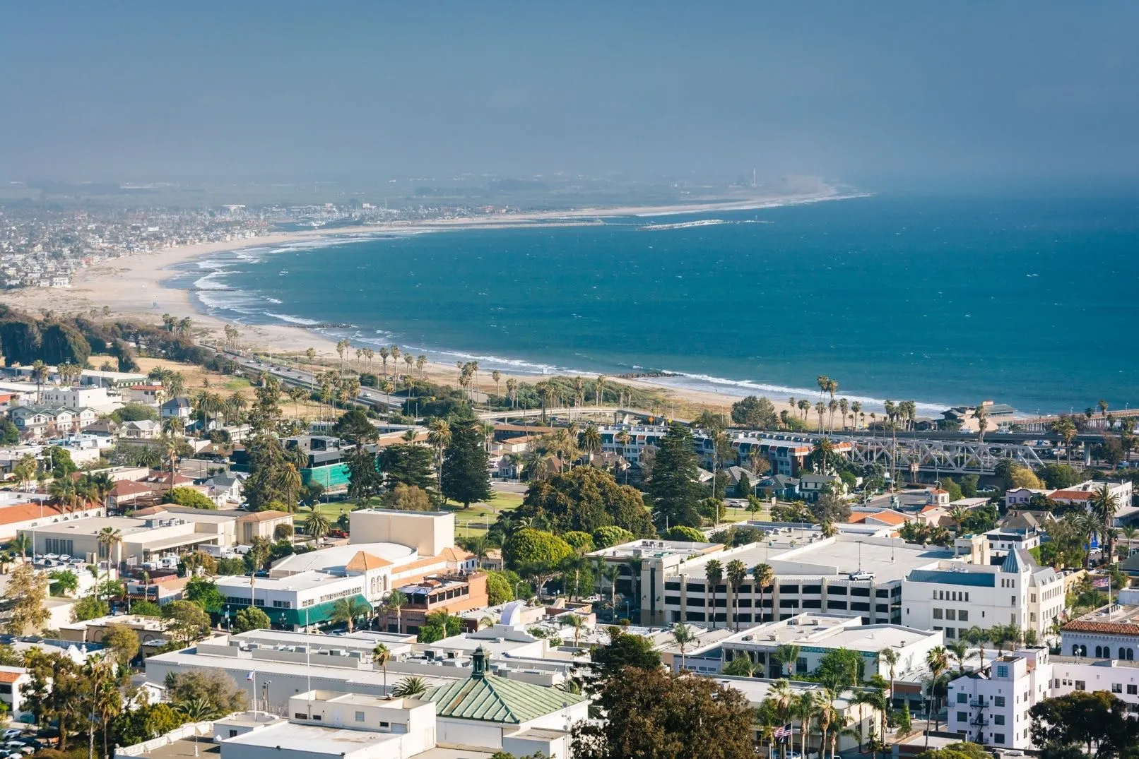 Aerial view of the Ventura County coastline and residential community