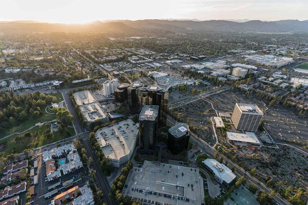 Aerial view of Woodland Hills and Warner Center